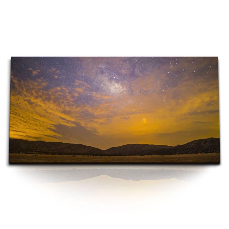 Kunstdruck Bilder 120x60cm Astrofotografie Sternenhimmel Sterne Nacht roter Horizont