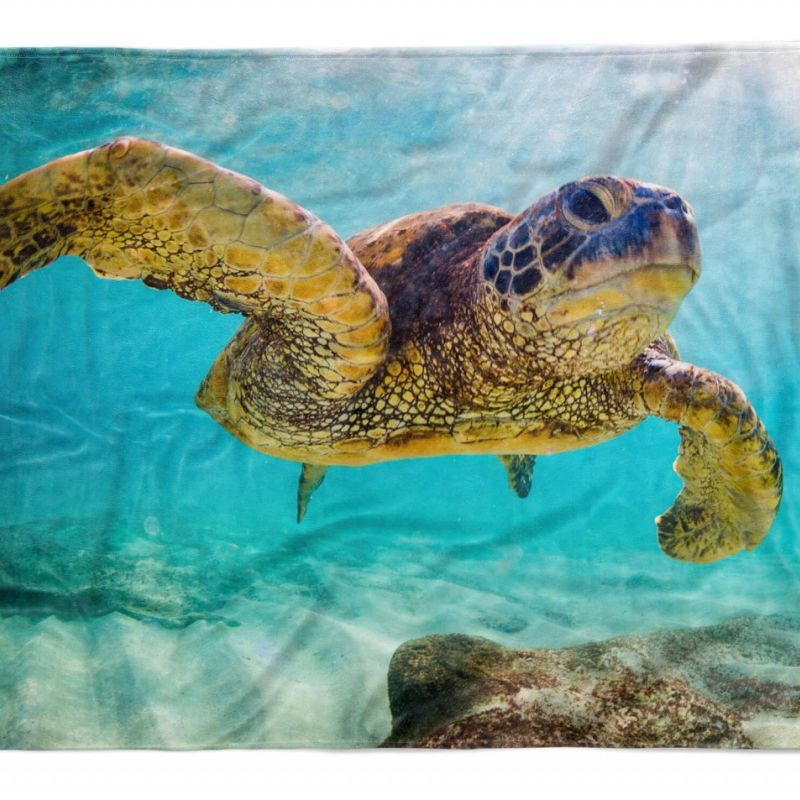 Handtuch Strandhandtuch Saunatuch Kuscheldecke  mit Tiermotiv Seeschildkröte unt