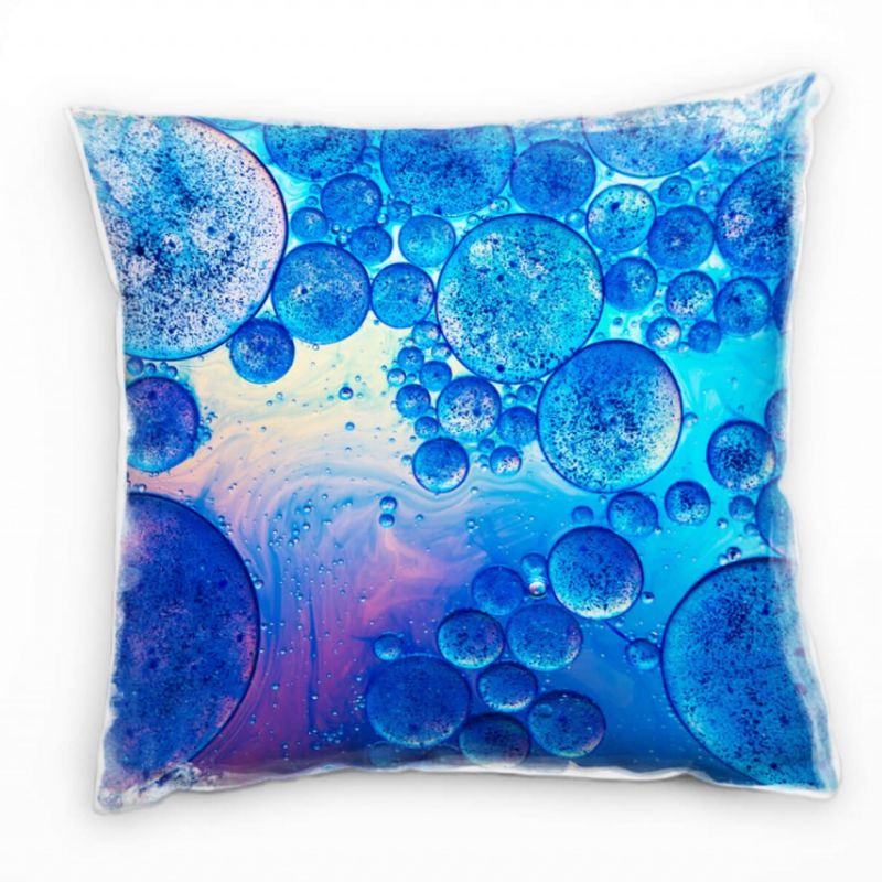 Macro, Öltropfen auf der Wasseroberfläche, blau Deko Kissen 40x40cm für Couch Sofa Lounge Zierkissen