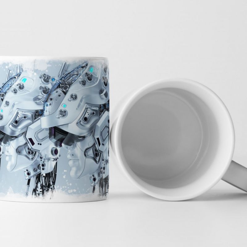 Tasse Geschenk drei Roboterköpfe – feminin