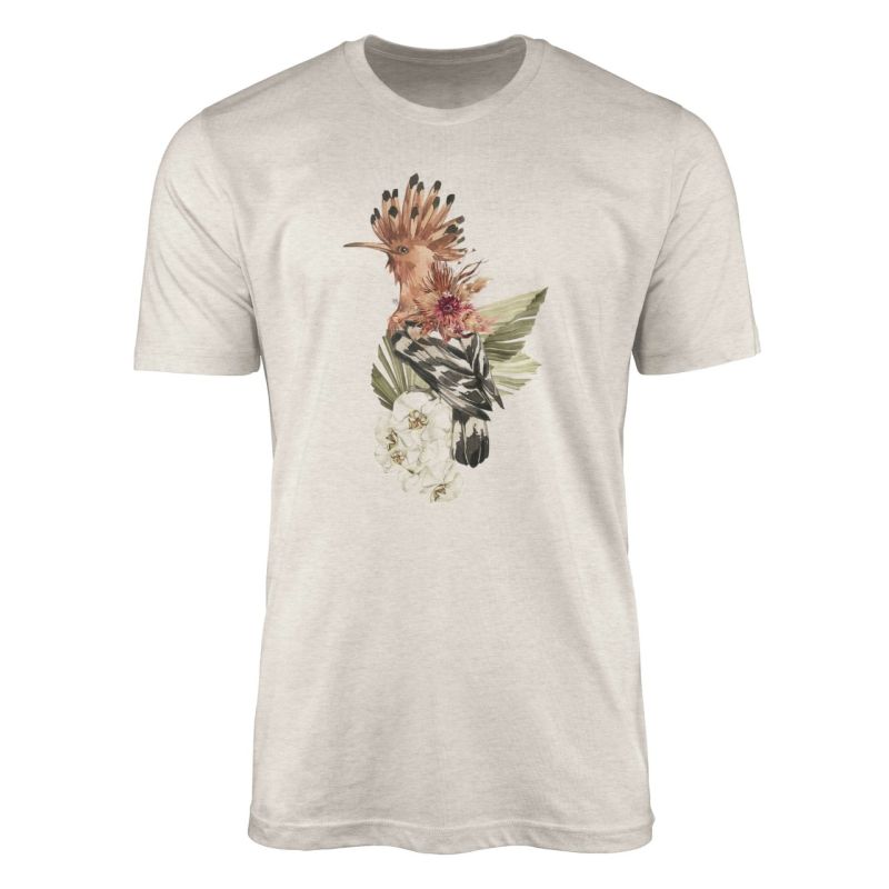 Herren Shirt Organic T-Shirt  Aquarell Motiv Wiedehopf Vogel Bio-Baumwolle Ökomode Nachhaltig Farbe