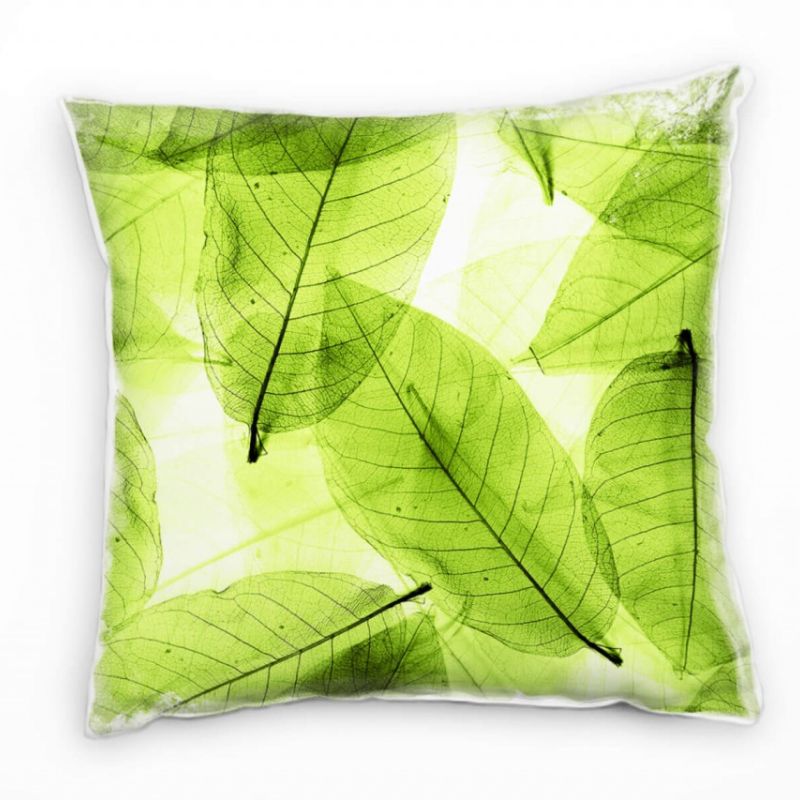 Natur, grün, Blätter, Transparent Deko Kissen 40x40cm für Couch Sofa Lounge Zierkissen