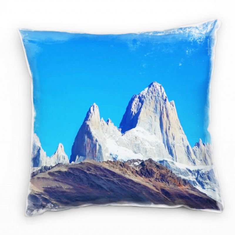 Landschaft, Berge, klarer Himmel, blau, braun Deko Kissen 40x40cm für Couch Sofa Lounge Zierkissen