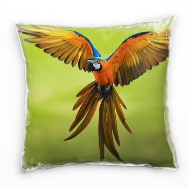 Tiere, fliegender  Ara, bunt Deko Kissen 40x40cm für Couch Sofa Lounge Zierkissen