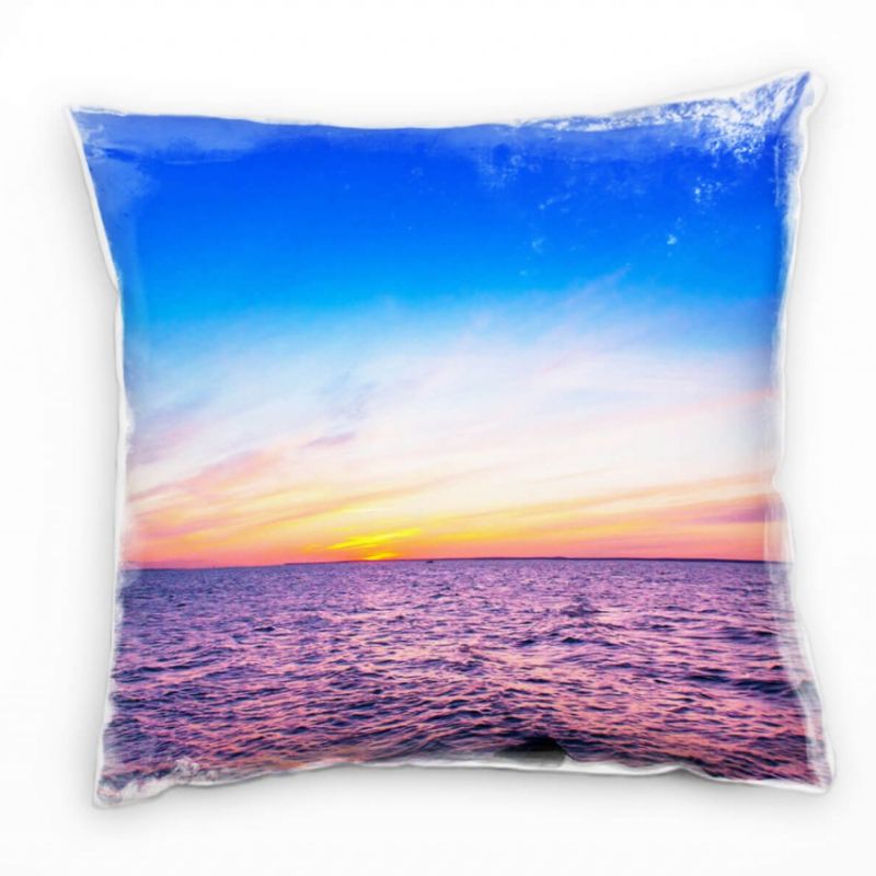 Meer, Sonnenuntergang, orange, blau Deko Kissen 40x40cm für Couch Sofa Lounge Zierkissen