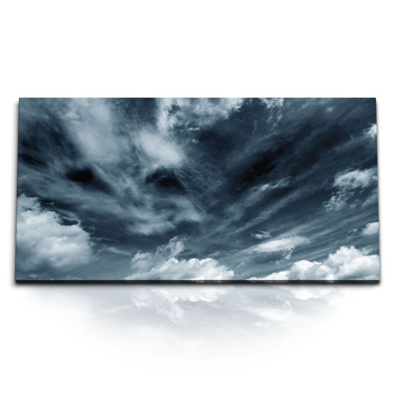 Kunstdruck Bilder 120x60cm Dunkle Wolken Himmel Grau Gewitter