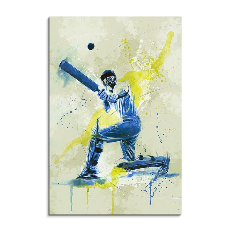 Cricket 90x60cm SPORTBILDER Paul Sinus Art Splash Art Wandbild Aquarell Art