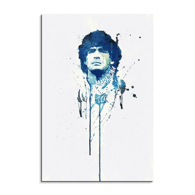 Diego Maradona 90x60cm Aquarell Art Wandbild auf Leinwand fertig gerahmt Original Sinus Art