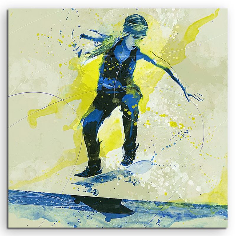 Skateboarding I 60x60cm SPORTBILDER Paul Sinus Art Splash Art Wandbild Aquarell Art