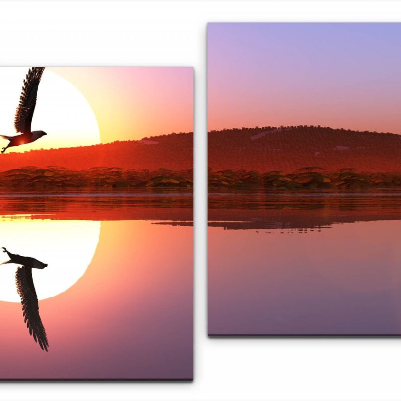 Adler in einer Seen Landschaft Wandbild in verschiedenen Größen