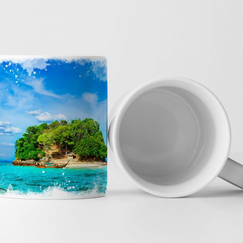 Tasse Geschenk Landschaftsfotografie – Urlaubsinsel mit Boot Thailand