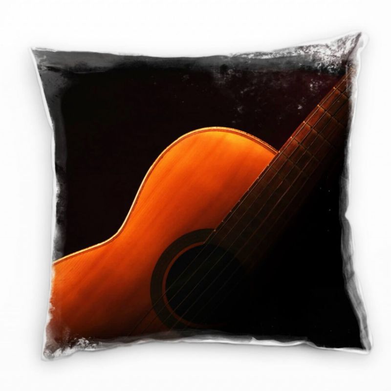 Macro, braun, schwarz, rot, Gitarre, Instrument, Musik Deko Kissen 40x40cm für Couch Sofa Lounge Zie