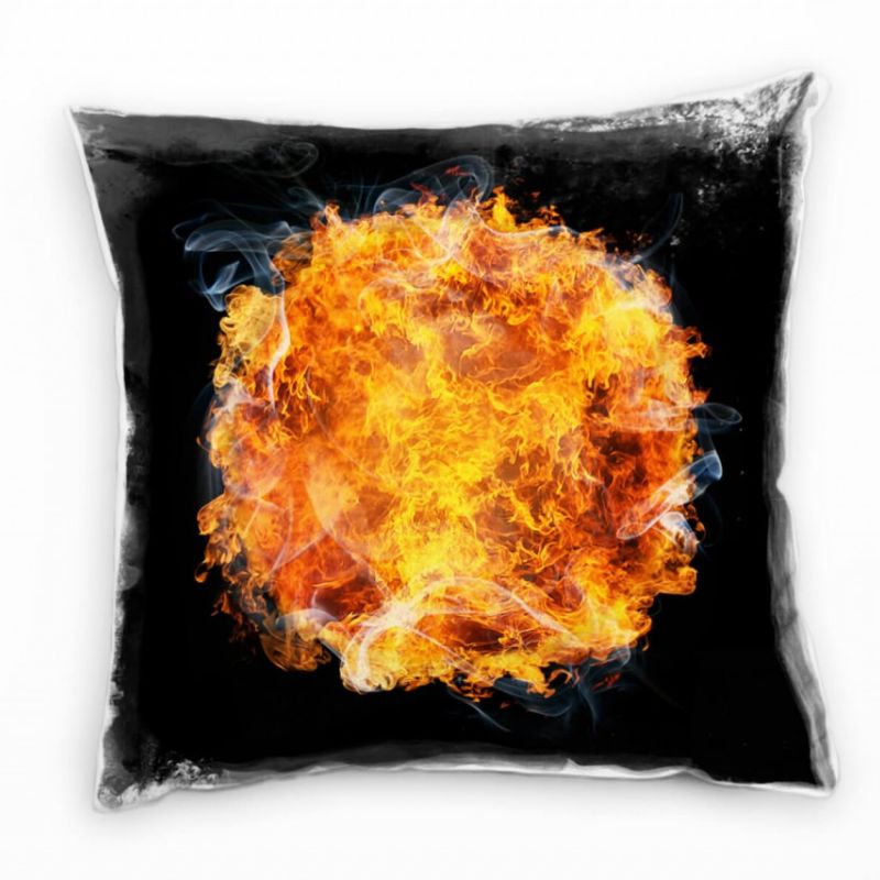 Abstrakt, schwarz, orange, Feuerball, Flammen Deko Kissen 40x40cm für Couch Sofa Lounge Zierkissen