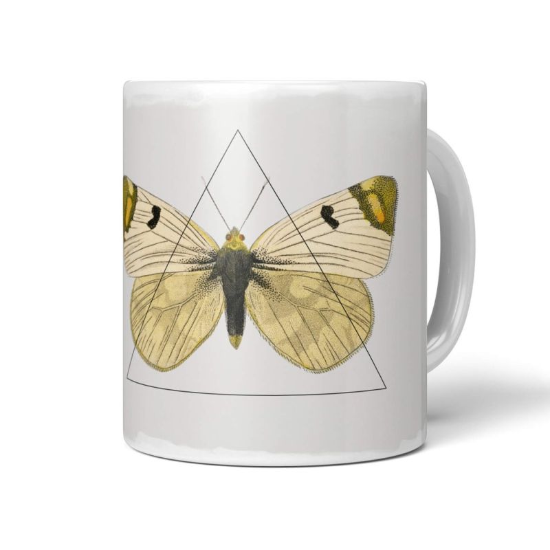 Dekorative Tasse mit schönem Motiv Vintage Schmetterling Dreieck Design Kunstvoll