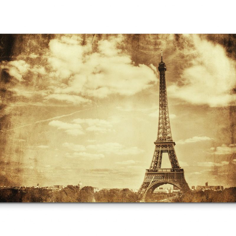 120x80cm Wandbild Paris Eiffelturm Sepia vintage