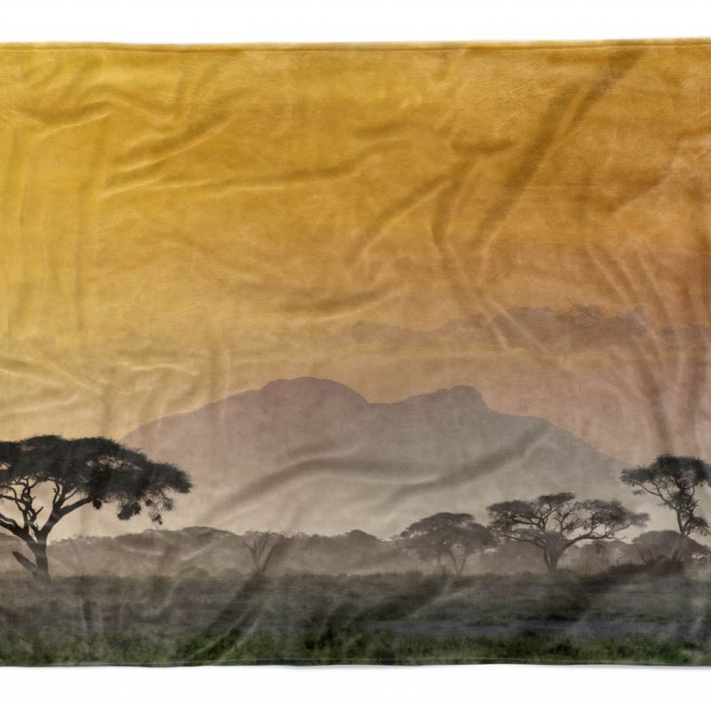 Handtuch Strandhandtuch Saunatuch Kuscheldecke mit Fotomotiv Afrika Berg Kilimandscharo