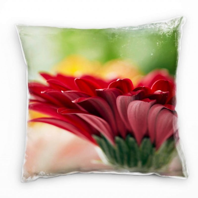 Macro, Blumen, Blütenblätter, rot, grün, orange Deko Kissen 40x40cm für Couch Sofa Lounge Zierkissen