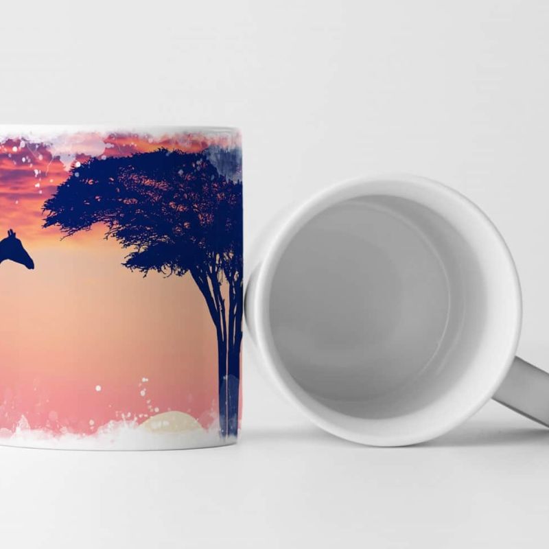 Tasse Geschenk Fotografie – Silhouette einer Giraffe bei Sonnenuntergang