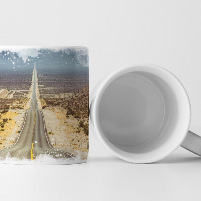 Tasse Geschenk Panorama einer endlosen Straße in Amerika