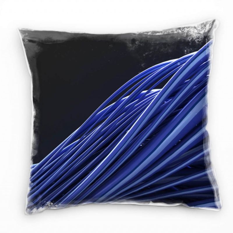 Abstrakt, schwarz, blau, Linien, dreidimensional Deko Kissen 40x40cm für Couch Sofa Lounge Zierkisse