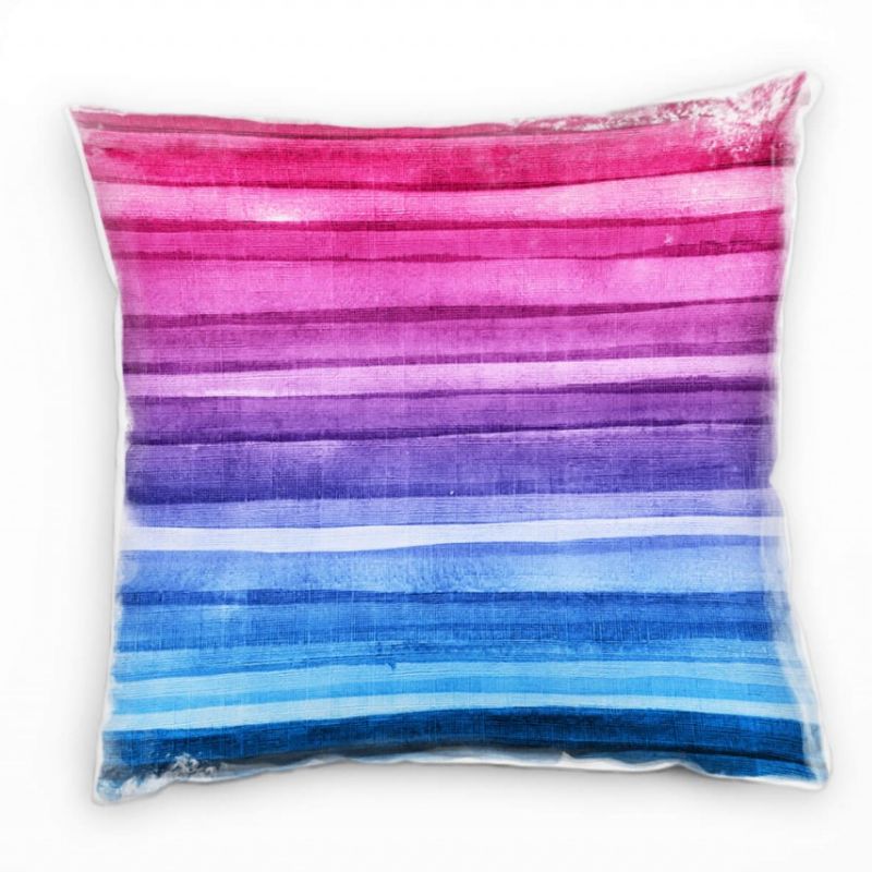 Abstrakt, blau, lila, pink, Streifen Deko Kissen 40x40cm für Couch Sofa Lounge Zierkissen