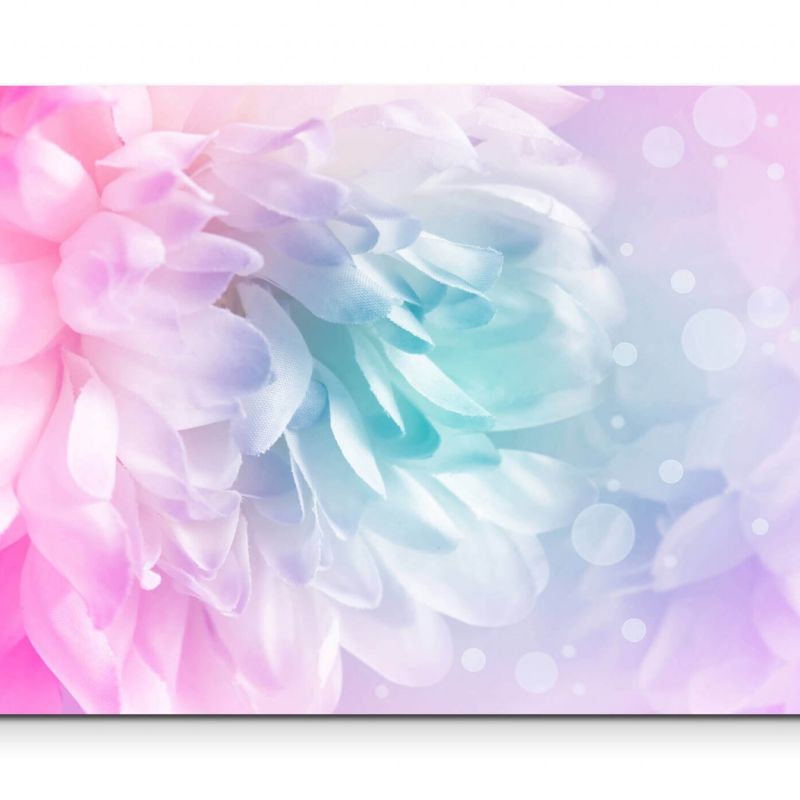 Florales Bild  soft rosa und blau – Leinwandbild