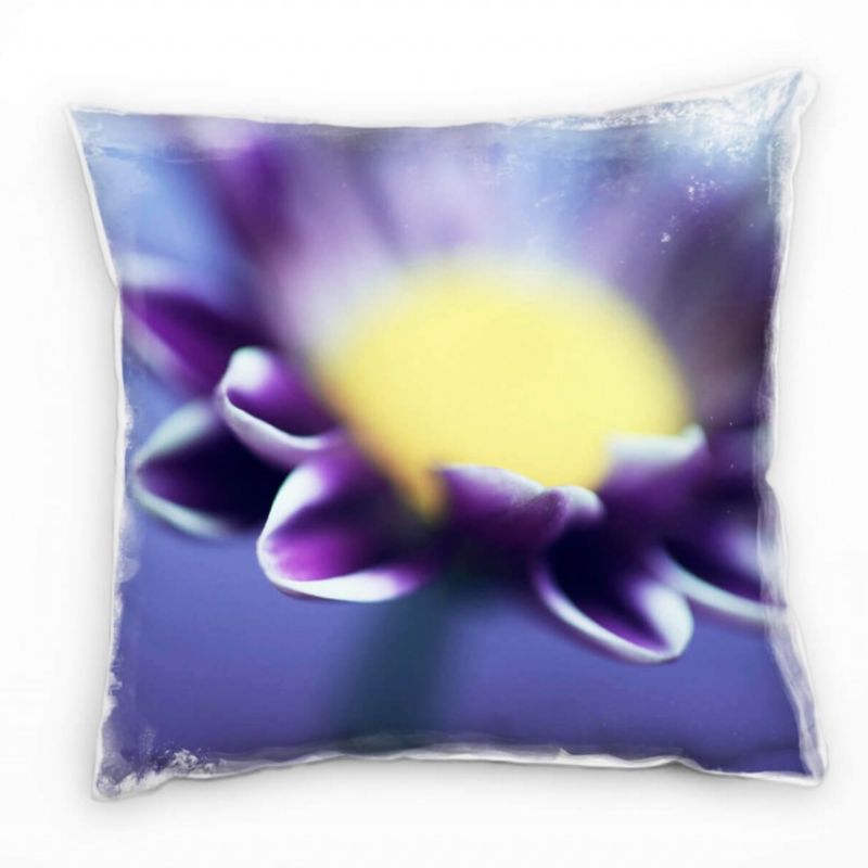 Macro, Blumen, Blüte, lila, gelb Deko Kissen 40x40cm für Couch Sofa Lounge Zierkissen