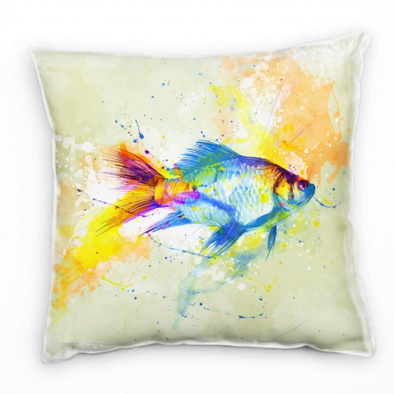 Fisch Deko Kissen Bezug 40x40cm für Couch Sofa Lounge Zierkissen