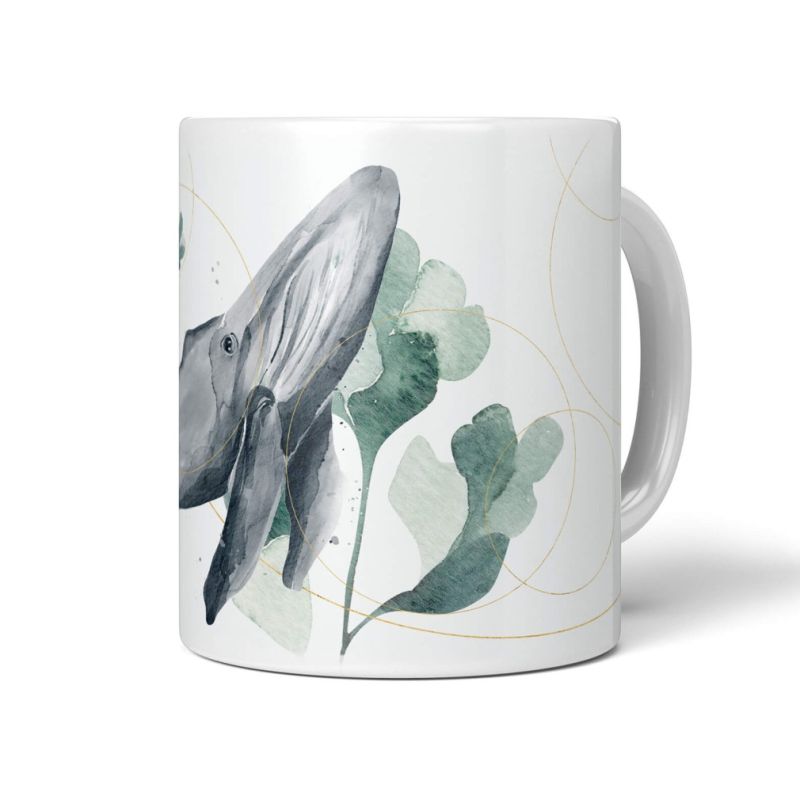 Dekorative Tasse mit schönem Motiv Wal Blauwal Wasserfarben Aquarell einzigartiges Design