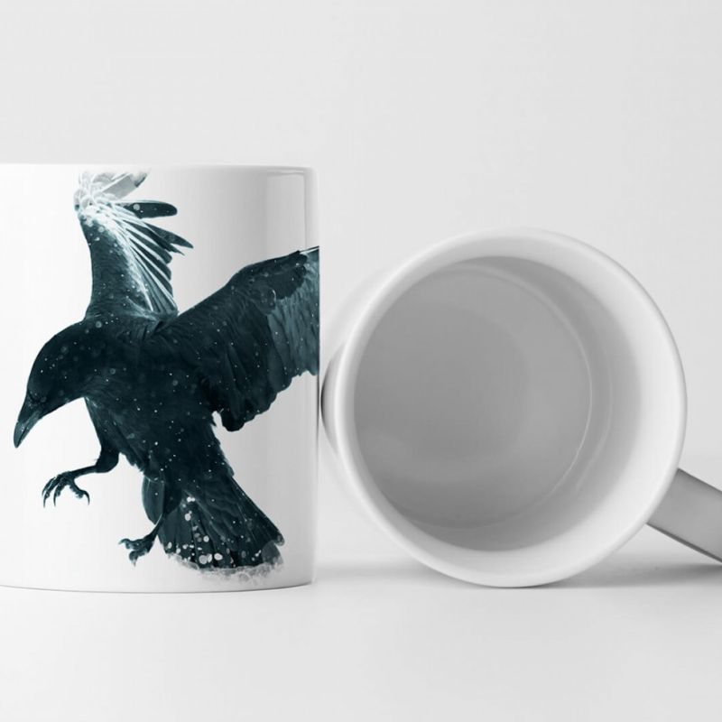 Tasse Geschenk Tierfotografie – schwarzer fliegender Rabe