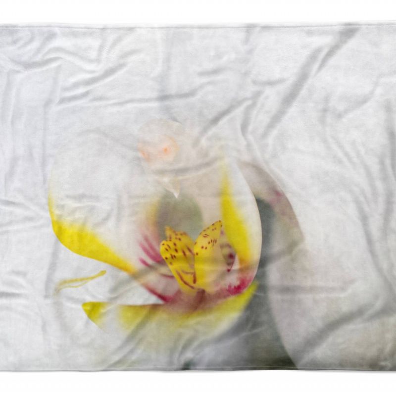 Handtuch Strandhandtuch Saunatuch Kuscheldecke  mit Fotomotiv Orchidee Blume Blü