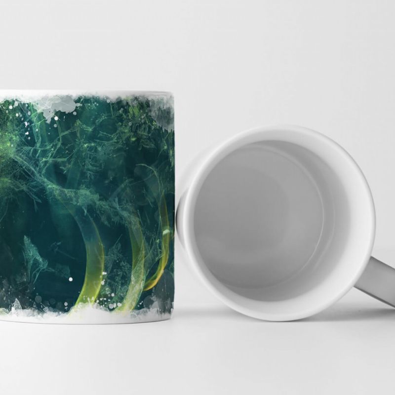 Tasse Geschenk tannengrün, gelb