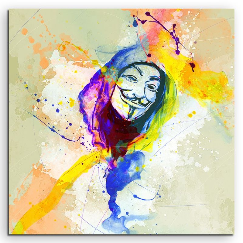 Anonymous Maske I 60x60cm Aquarell Art Leinwandbild