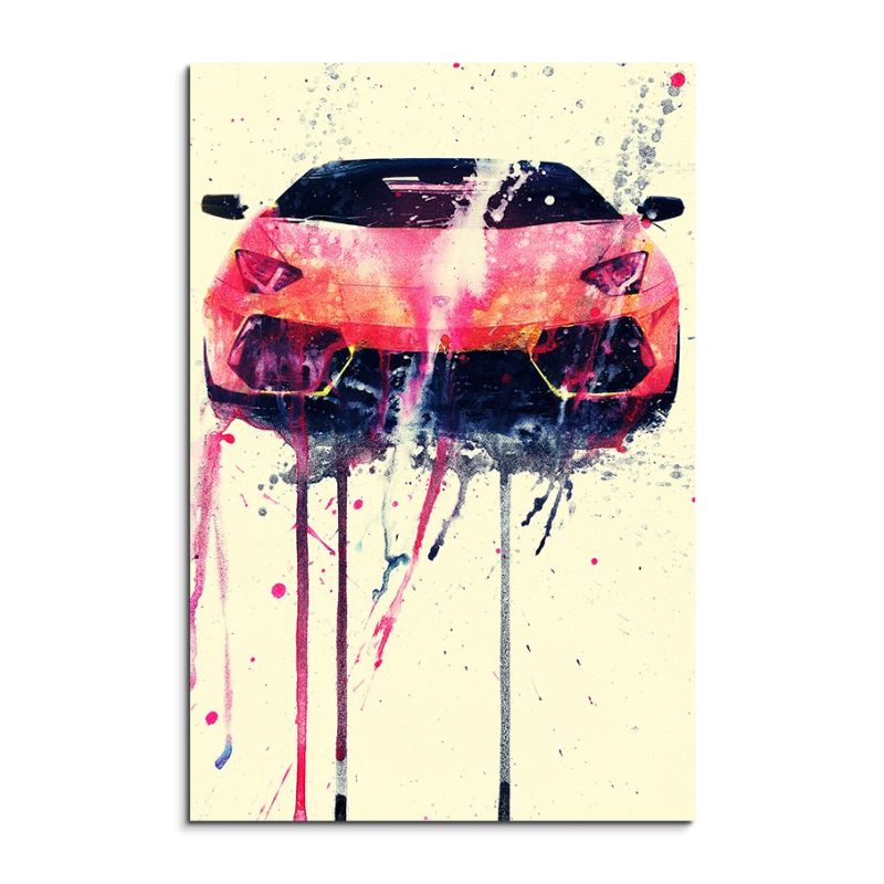 Lamborghini Aventador 90x60cm  Aquarell Art Leinwandbild