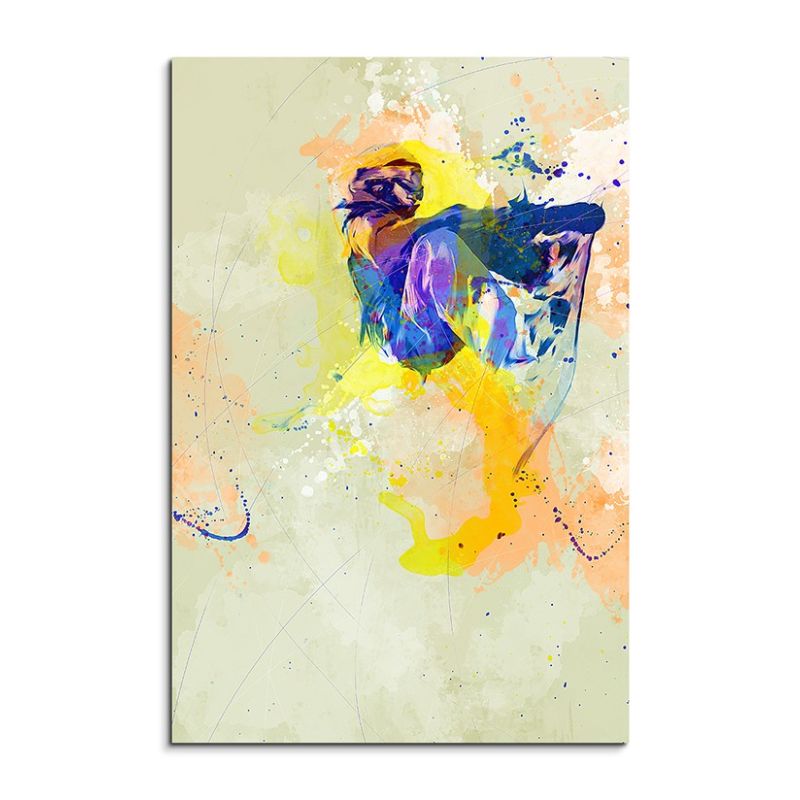 Snowboarding I 90x60cm Aquarell Art Leinwandbild