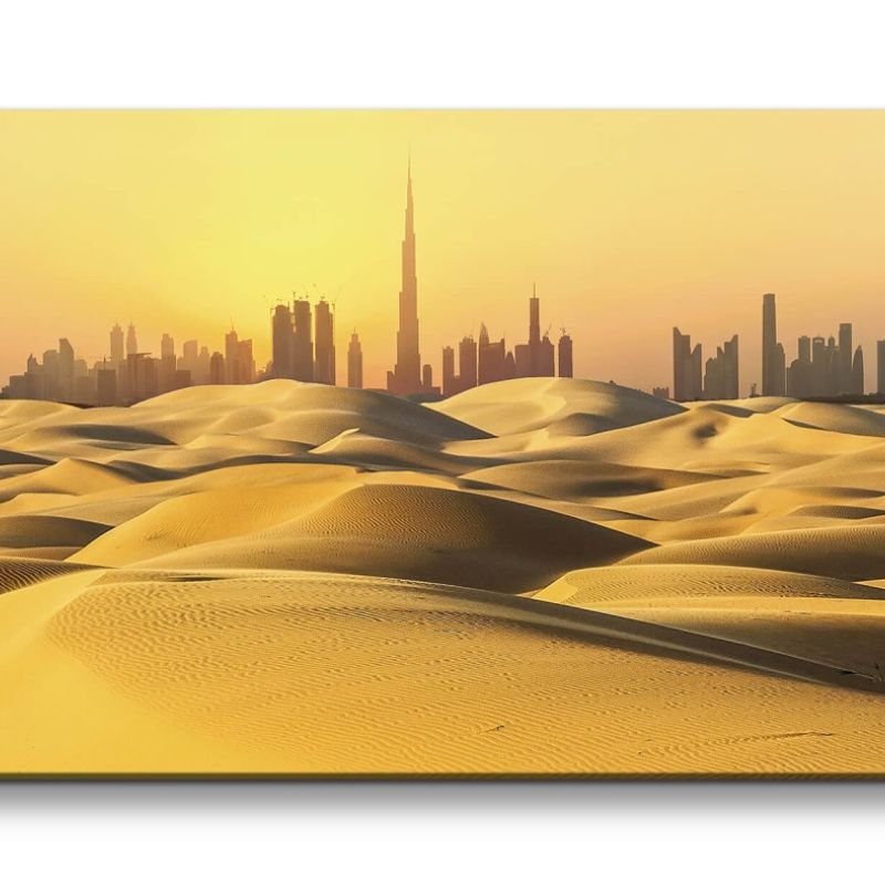 Leinwandbild 120x60cm Dubai Wolkenkratzer Burj Khalifa Wüste Skyline