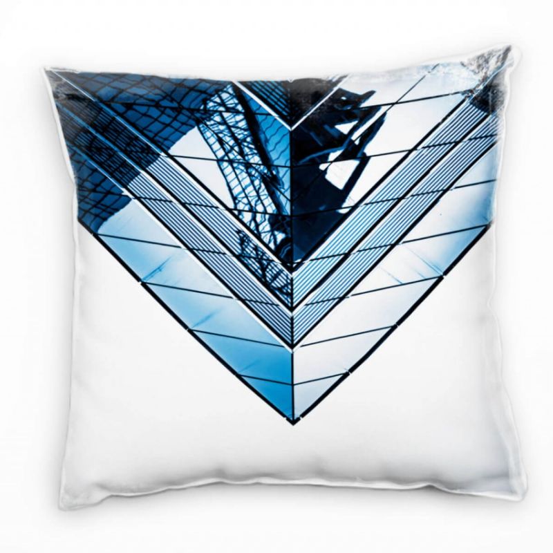 City, Hochhäuser, Glas, Spiegelung, blau, grau Deko Kissen 40x40cm für Couch Sofa Lounge Zierkissen