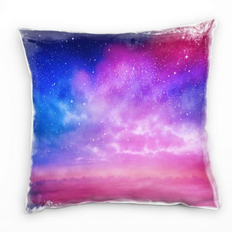 Natur, Abstrakt, Universum, Sterne, pink, blau Deko Kissen 40x40cm für Couch Sofa Lounge Zierkissen