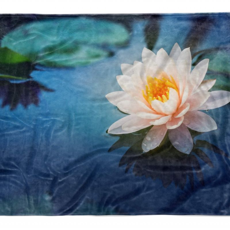 Handtuch Strandhandtuch Saunatuch Kuscheldecke  mit Fotomotiv Lotus Blume Blüte