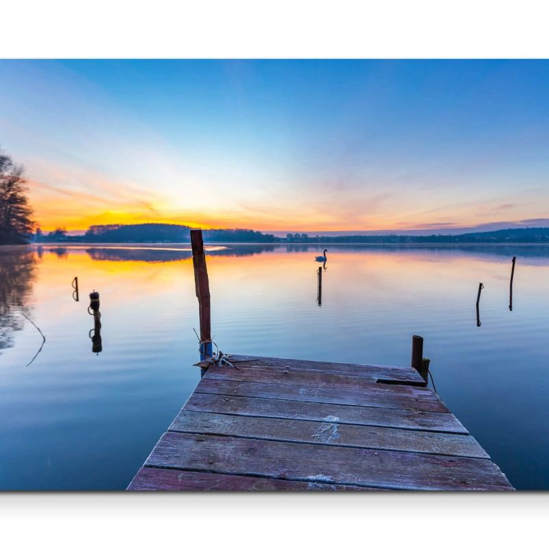 Sonnenaufgang am See  Polen – Leinwandbild