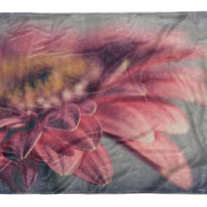 Handtuch Strandhandtuch Saunatuch Kuscheldecke  mit Fotomotiv Zinnien Blume Blüt