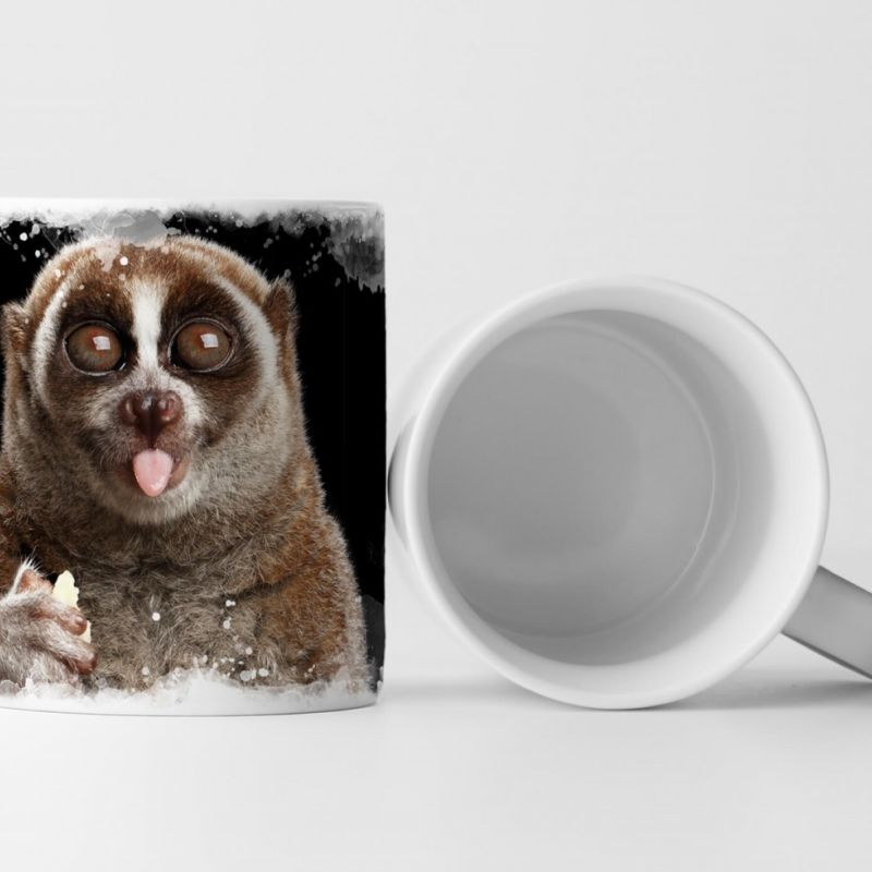 Tasse Geschenk Tierfotografie – Faulaffe im Portrait schwarzer Hintergrund