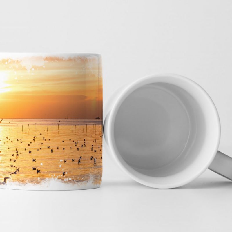 Tasse Geschenk Seemöwen in der Dämmerung