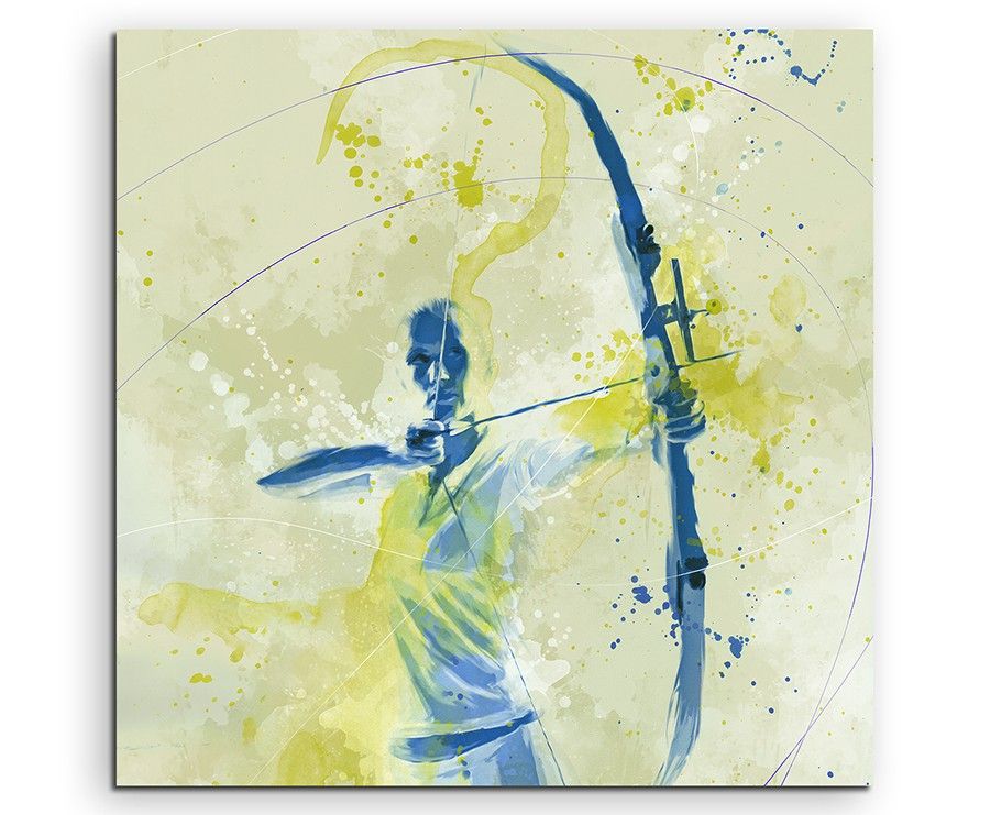 Bogenschiessen I 60x60cm SPORTBILDER Paul Sinus Art Splash Art Wandbild Aquarell Art