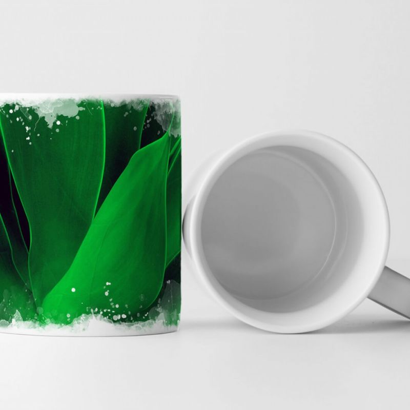 Tasse Geschenk Naturfotografie – Knallgrüne Agavenblätter