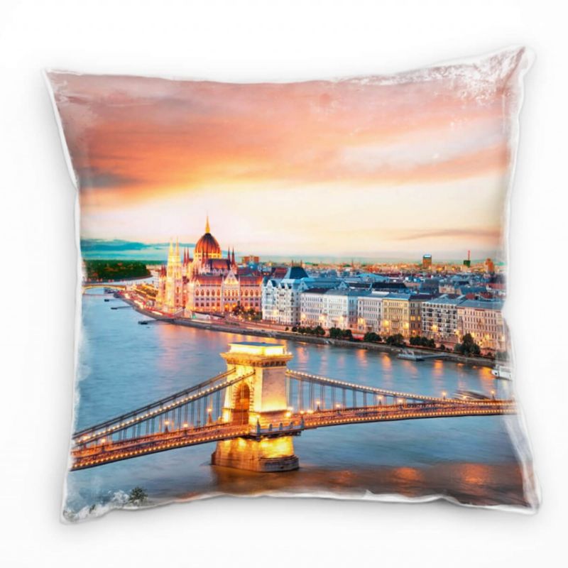 City, Budapest, Ungarn, Sonnenuntergang, orange Deko Kissen 40x40cm für Couch Sofa Lounge Zierkissen