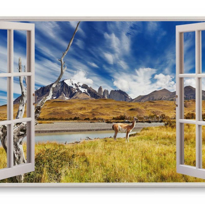 Wandbild 120x80cm Fensterbild Nationalpark Torres del Paine Chile Natur Berge