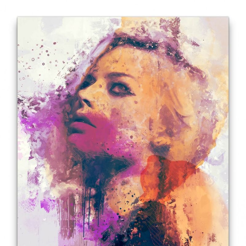 Margot Robbie Porträt Abstrakt Kunst Schauspielerin Sexy Farbenfroh 60x90cm Leinwandbild