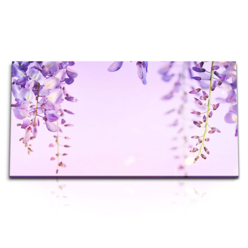 Kunstdruck Bilder 120x60cm Violette Blumen Blüten Fotokunst Natur Frühling