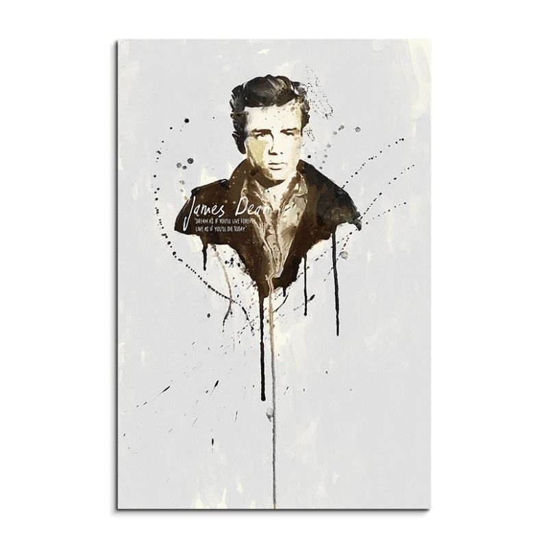 James Dean 90x60cm Aquarell Art Wandbild auf Leinwand fertig gerahmt Original Sinus Art